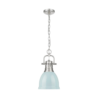 Yep by Golden Lighting Duncan 1-light 9in Chain Hung Pendant in Pewter and Seafoam shade - - Golden Lighting