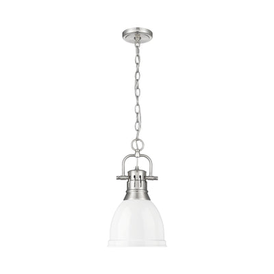 Yep by Golden Lighting Duncan 1-light 9in Chain Hung Pendant in Pewter and White shade - - Golden Lighting