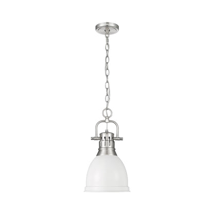 Yep by Golden Lighting Duncan 1-light 9in Chain Hung Pendant in Pewter and Matte White shade - - Golden Lighting