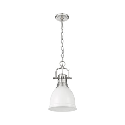 Yep by Golden Lighting Duncan 1-light 9in Chain Hung Pendant in Pewter and Matte White shade - - Golden Lighting