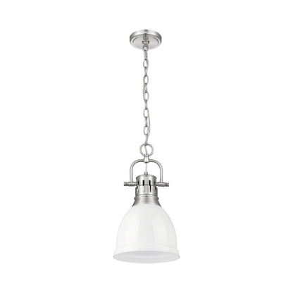 Yep by Golden Lighting Duncan 1-light 9in Chain Hung Pendant in Pewter and White shade - - Golden Lighting