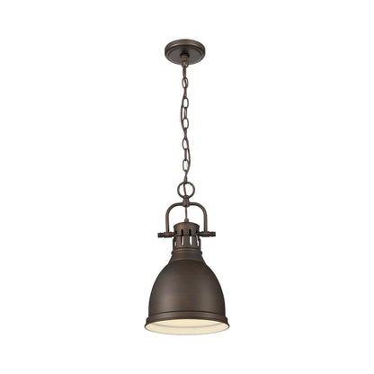 Duncan 1-light 9in Chain Hung Pendant in Rubbed Bronze - - Golden Lighting