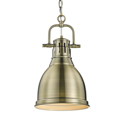 Yep by Golden Lighting Duncan 1-light 9in Chain Hung Pendant in Aged Brass - Default Title - Golden Lighting