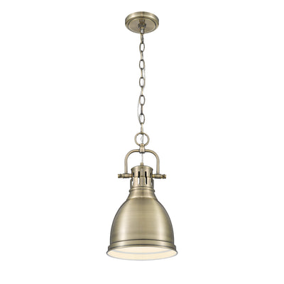 Yep by Golden Lighting Duncan 1-light 9in Chain Hung Pendant in Aged Brass - - Golden Lighting