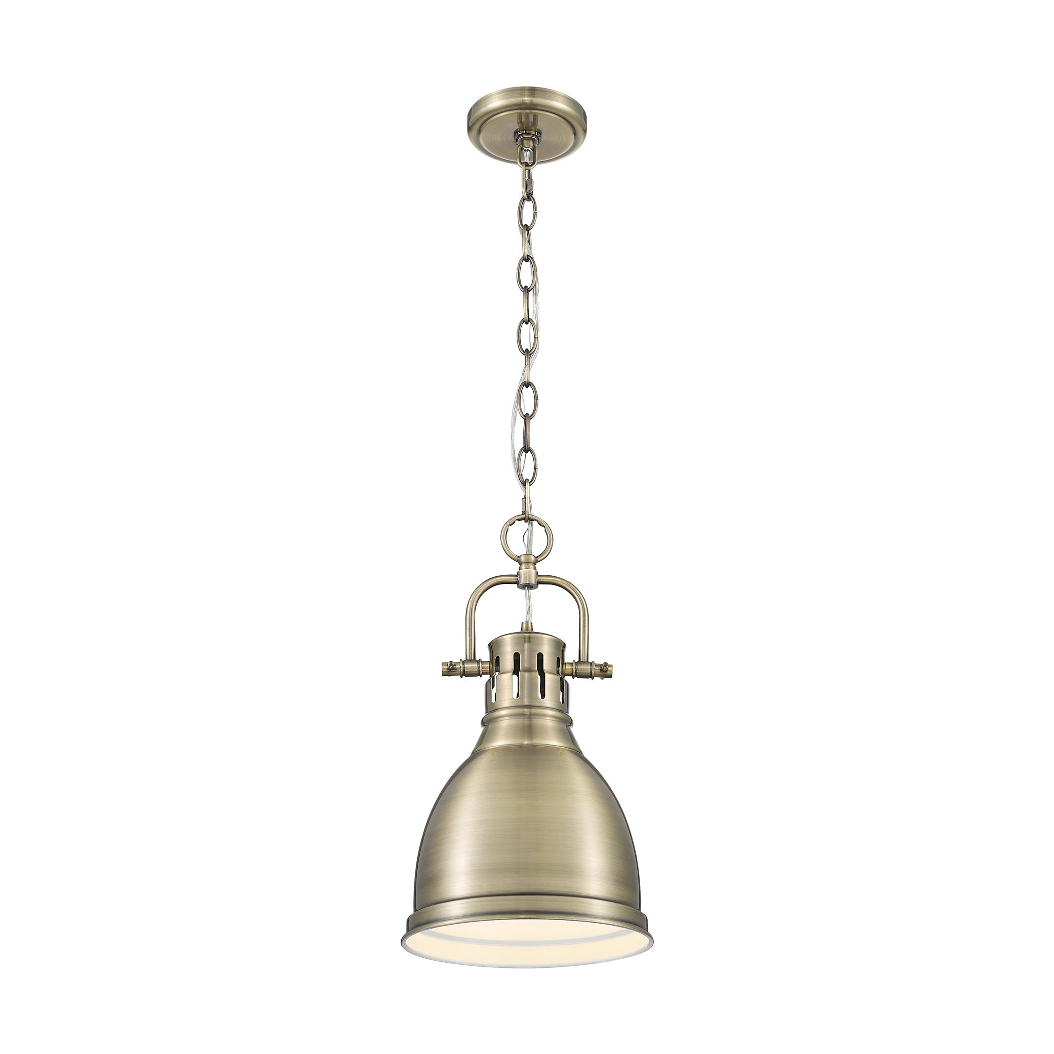 Duncan Small Pendant with Chain in Aged Brass with Aged Brass - Default Title - Golden Lighting