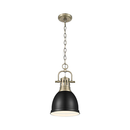 Duncan Small Pendant with Chain in Aged Brass with Matte Black - Default Title - Golden Lighting