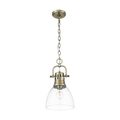 Duncan Small Pendant with Chain in Aged Brass with Clear Glass - Aged Brass / Clear Glass / Clear - Golden Lighting