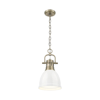 Duncan Small Pendant with Chain in Aged Brass with a White Shade - Aged Brass / White / White - Golden Lighting