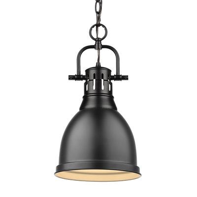 Yep by Golden Lighting Duncan 1-light 9in Chain Hung Pendant in Matte Black - Default Title - Golden Lighting