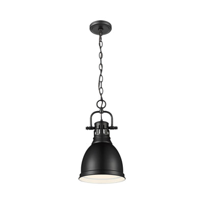 Yep by Golden Lighting Duncan 1-light 9in Chain Hung Pendant in Matte Black - - Golden Lighting