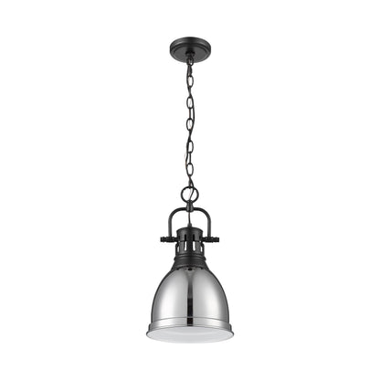 Duncan Small Pendant with Chain in Matte Black with Chrome - Matte Black / Chrome / Silver - Golden Lighting