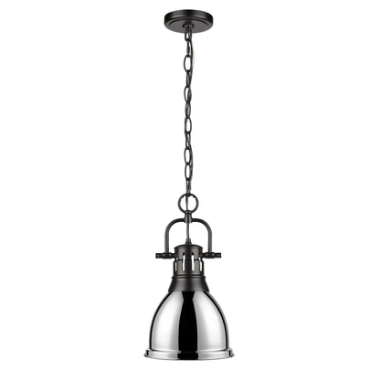 Duncan Small Pendant with Chain in Matte Black with Chrome - Default Title - Golden Lighting