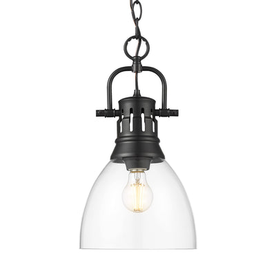 Yep by Golden Lighting Duncan 1-light 9in chain hung Pendant in Matte Black and Clear Glass - Default Title - Golden Lighting