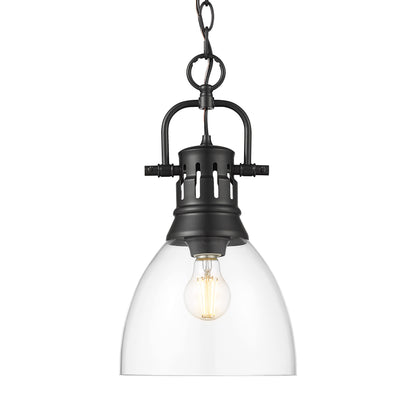 Yep by Golden Lighting Duncan 1-light 9in chain hung Pendant in Matte Black and Clear Glass - Default Title - Golden Lighting