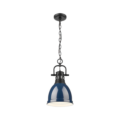 Duncan Small Pendant with Chain in Matte Black with Matte Navy - Default Title - Golden Lighting