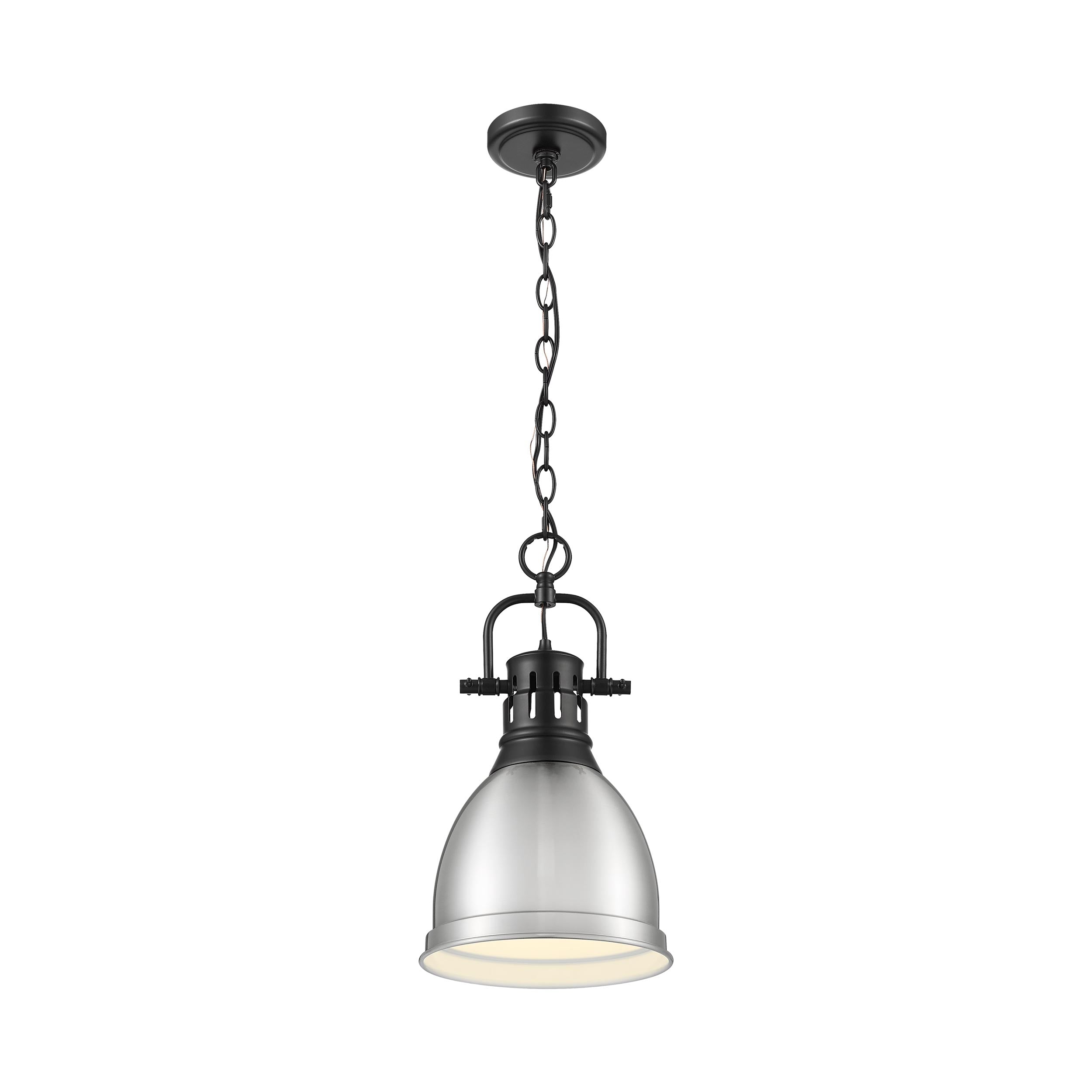 Duncan Small Pendant with Chain in Matte Black with Pewter - Matte Black / Pewter / Silver - Golden Lighting