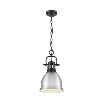 Duncan Small Pendant with Chain in Matte Black with Pewter - Matte Black / Pewter / Silver - Golden Lighting