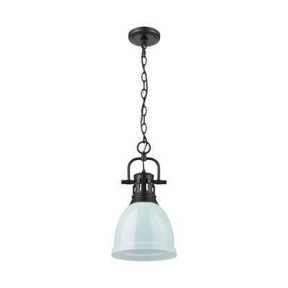 Duncan Small Pendant with Chain in Matte Black with Seafoam - Default Title - Golden Lighting