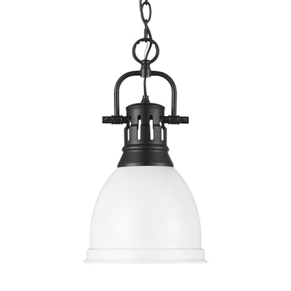 Yep by Golden Lighting Duncan 1-light 9in Chain Hung Pendant in Matte Black and Matte White shade