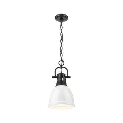 Yep by Golden Lighting Duncan 1-light 9in Chain Hung Pendant in Matte Black and White shade - - Golden Lighting