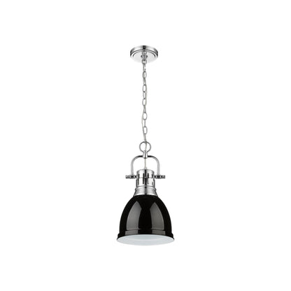 Duncan Small Pendant with Chain in Chrome with Black - Default Title - Golden Lighting