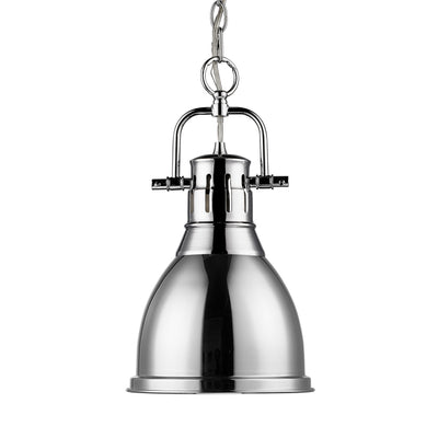 Yep by Golden Lighting Duncan 1-light 9in Chain Hung Pendant in Chrome - Default Title - Golden Lighting