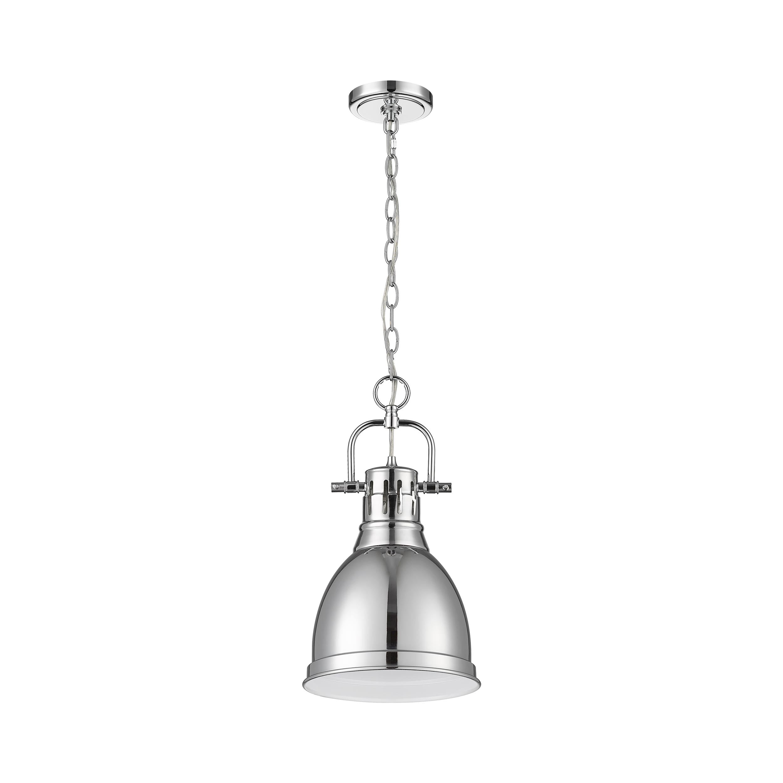 Yep by Golden Lighting Duncan 1-light 9in Chain Hung Pendant in Chrome - - Golden Lighting