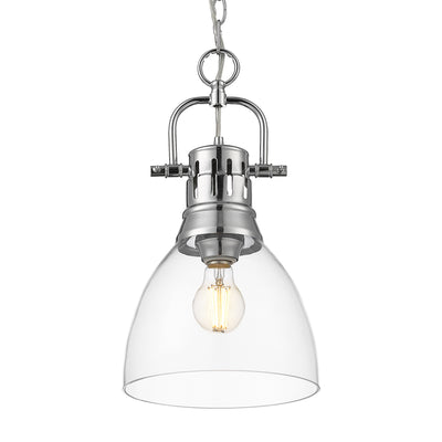 Yep by Golden Lighting Duncan 1-light 9in chain hung Pendant in Chrome and Clear Glass - Default Title - Golden Lighting