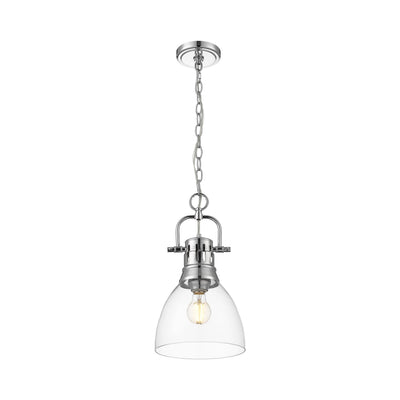 Yep by Golden Lighting Duncan 1-light 9in chain hung Pendant in Chrome and Clear Glass - - Golden Lighting