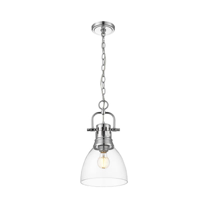 Yep by Golden Lighting Duncan 1-light 9in chain hung Pendant in Chrome and Clear Glass - - Golden Lighting