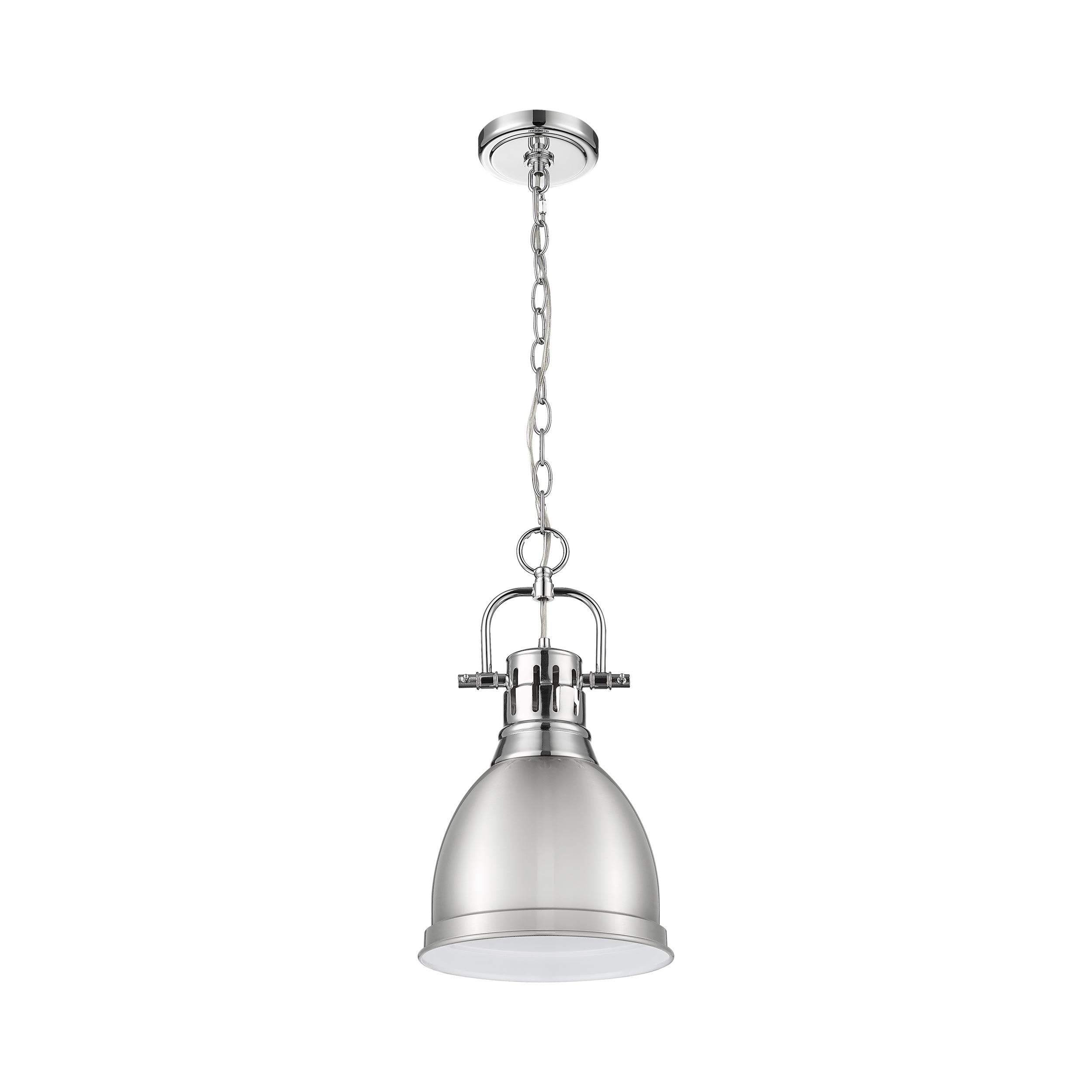 Yep by Golden Lighting Duncan 1-light 9in Chain Hung Pendant in Chrome and Pewter shade - - Golden Lighting