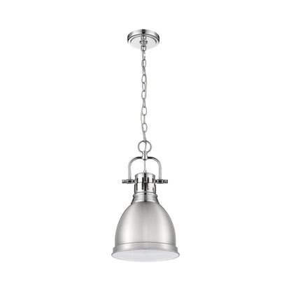 Yep by Golden Lighting Duncan 1-light 9in Chain Hung Pendant in Chrome and Pewter shade - - Golden Lighting