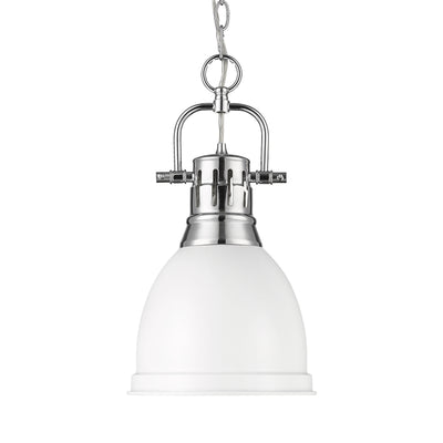 Yep by Golden Lighting Duncan 1-light 9in Chain Hung Pendant in Chrome and Matte White shade - Default Title - Golden Lighting