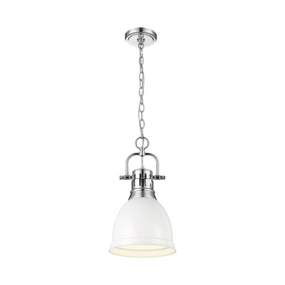 Yep by Golden Lighting Duncan 1-light 9in Chain Hung Pendant in Chrome and Matte White shade - - Golden Lighting