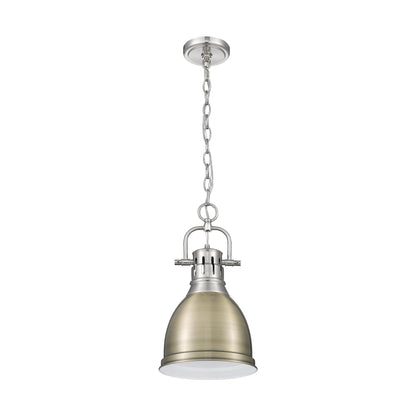 Duncan Small Pendant with Chain in Pewter with Aged Brass - Default Title - Golden Lighting