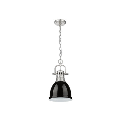 Yep by Golden Lighting Duncan 1-light 9in Chain Hung Pendant in Pewter and Black shade - - Golden Lighting