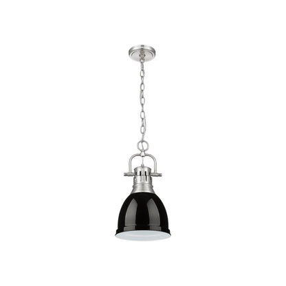 Duncan Small Pendant with Chain in Pewter with Black - Default Title - Golden Lighting