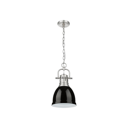 Duncan Small Pendant with Chain in Pewter with Black - Pewter / Black / Black - Golden Lighting