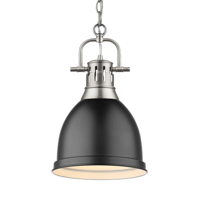 Yep by Golden Lighting Duncan 1-light 9in Chain Hung Pendant in Pewter and Matte Black shade - Default Title - Golden Lighting