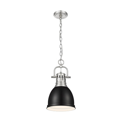 Yep by Golden Lighting Duncan 1-light 9in Chain Hung Pendant in Pewter and Matte Black shade - - Golden Lighting