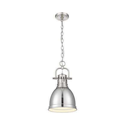 Duncan Small Pendant with Chain in Pewter with Chrome - Default Title - Golden Lighting