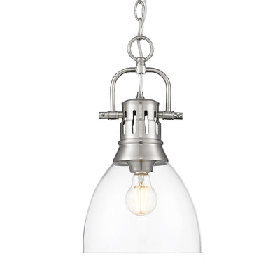 Yep by Golden Lighting Duncan 1-light 9in chain hung Pendant in Pewter and Clear Glass - Default Title - Golden Lighting