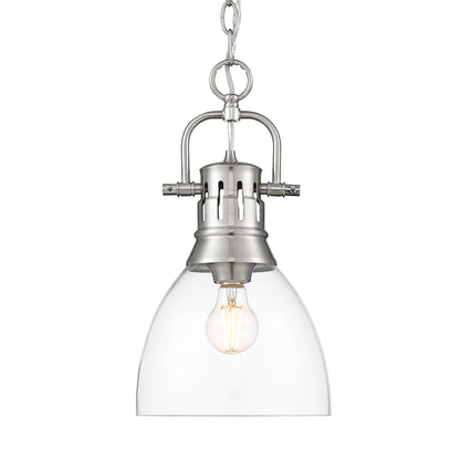 Yep by Golden Lighting Duncan 1-light 9in chain hung Pendant in Pewter and Clear Glass