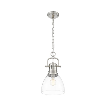 Yep by Golden Lighting Duncan 1-light 9in chain hung Pendant in Pewter and Clear Glass - - Golden Lighting