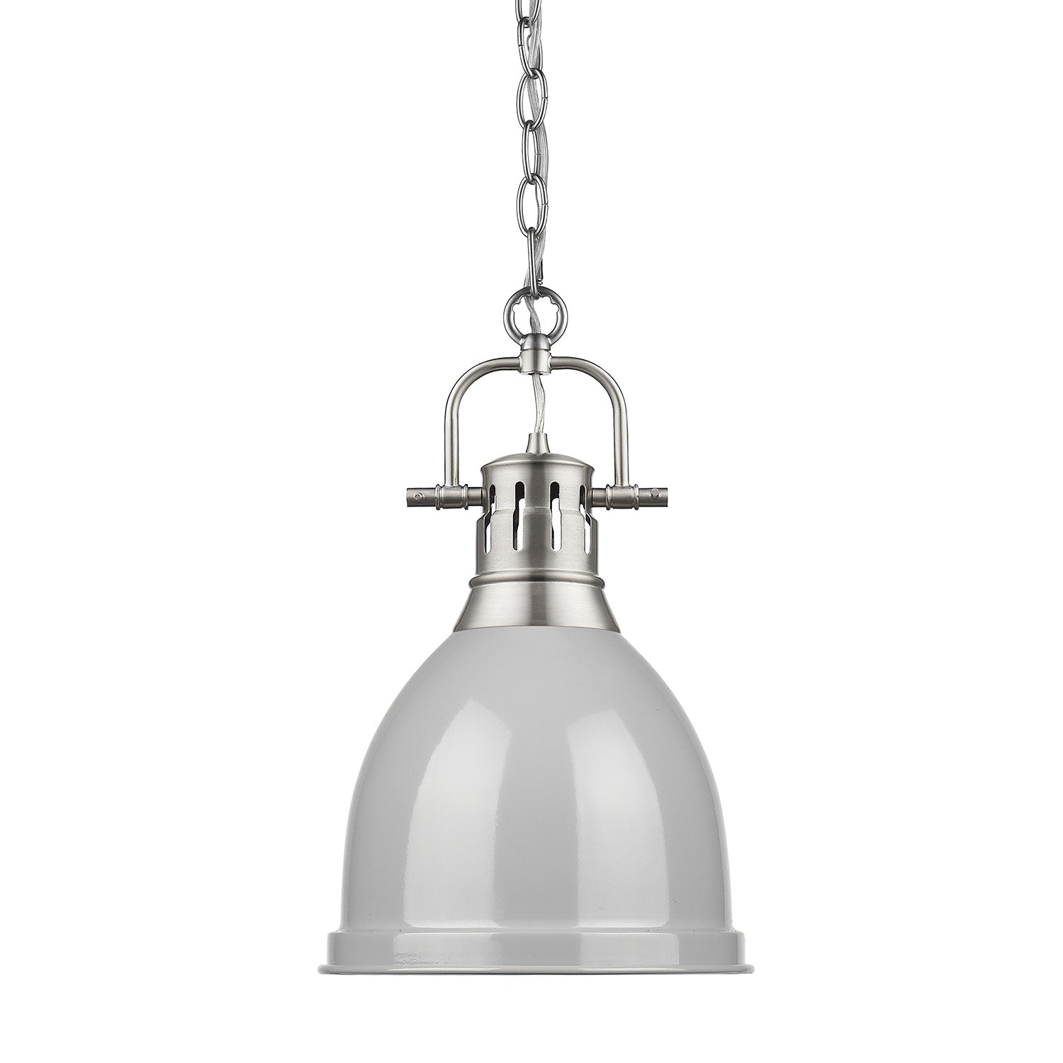 Duncan Small Pendant with Chain in Pewter with a Gray Shade - Default Title - Golden Lighting