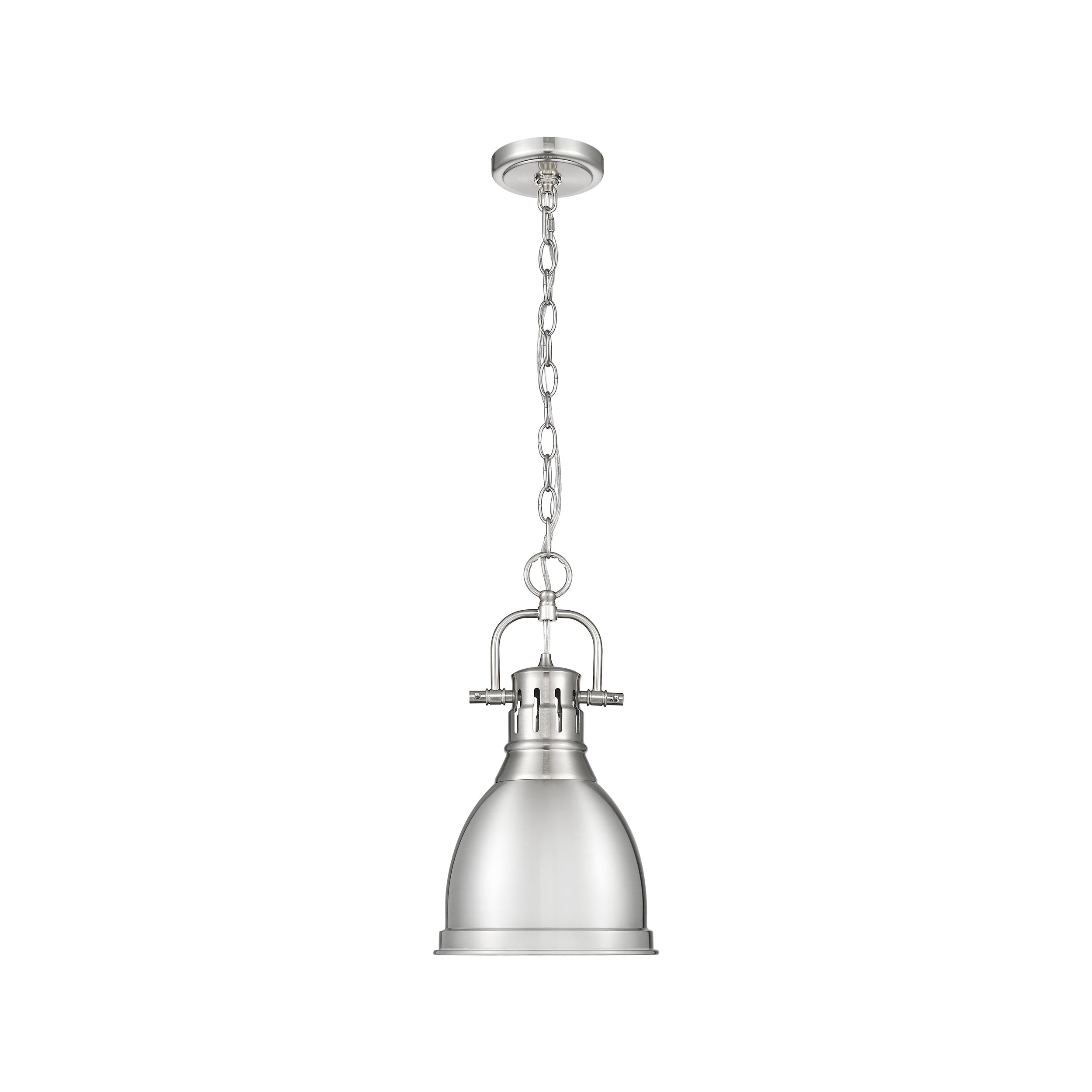 Duncan Small Pendant with Chain in Pewter with a Pewter Shade - - Golden Lighting