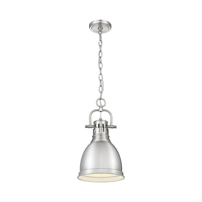 Duncan Small Pendant with Chain in Pewter with a Pewter Shade - Default Title - Golden Lighting