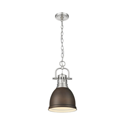 Duncan Small Pendant with Chain in Pewter with Rubbed Bronze - Default Title - Golden Lighting