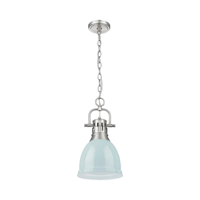 Yep by Golden Lighting Duncan 1-light 9in Chain Hung Pendant in Pewter and Seafoam shade - - Golden Lighting