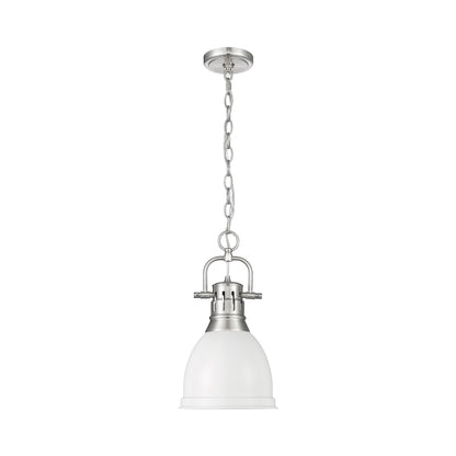Duncan Small Pendant with Chain in Pewter with Matte White - - Golden Lighting